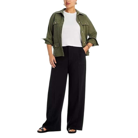 Aqua Pants - AQUA The New 9-5 Black Wide Leg Pants High Rise Trouser Large Bloomingdale's NWT